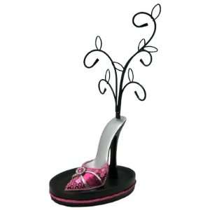   Pink Sequined Shoe Jewelry Tree / Earrings Holder 9H