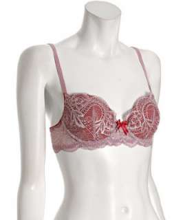 Le Mystere red and violet lace Isabella memory foam bra   up 