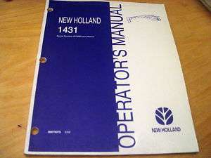 New Holland 1431 Disc Mower Cutter Operators Manual  