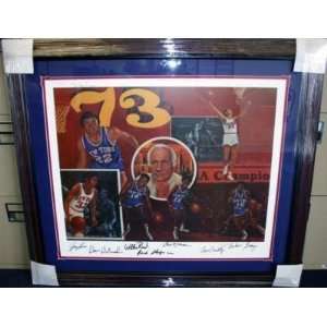  1973 Knicks Signed Limited Edition Framed Litho Psa Coa 