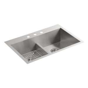  Kohler K 3838 3 NA Vault Smart Divide Double Equal Sink 