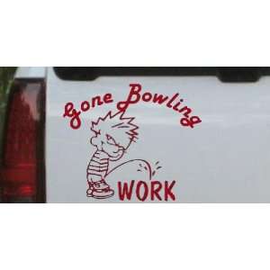  Red 22in X 25.9in    Gone Bowling Pee On Work Decal Sports 
