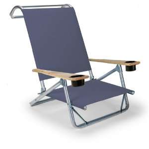   Folding Beach Arm Chair with Cup Holders, Navy Patio, Lawn & Garden