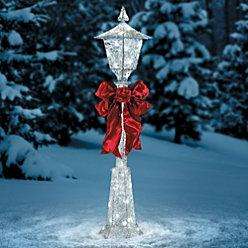 Outdoor Holiday Christmas LIGHTED Victorian LAMP POST LED SNOW 48in 