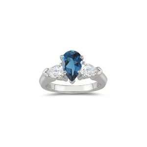   Diamond & 4.55 Cts London Blue Topaz Three Stone Ring in Platinum 3.0