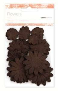 NIP Chocolate Brown 60 Paper Flowers 3 Sizes Scrapbook  