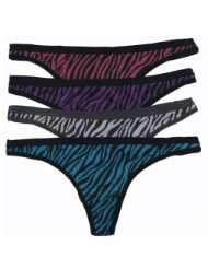 Ladies Sexy Dream Fit 4 Pack Zebra Print Micro Thong Underwear