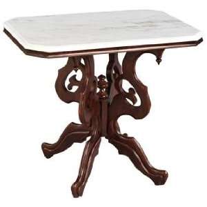 Rectangular White Marble Top Accent Table