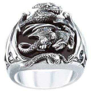 Realm Of The Dragon Sterling Silver Ring Mens Fantasy Jewelry   size 