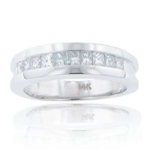  1.00 ct TTW Mens Princess Cut Diamond Wedding Band Ring 