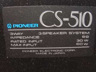 Vintage Pioneer Stereo Floor Speakers Rolling Cabinet CS 510 60 Watts 