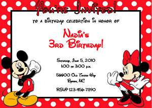 Mickey Mouse U PRINT Birthday Party DIGITAL INVITATION  