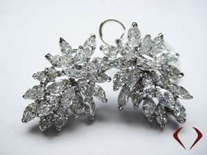   Certified 20.00CTW Pear and Marquise Cut Diamond Earrings in PLATINUM