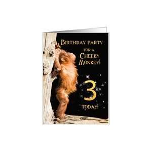  A 3rd Birthday party Invitation card for a Cheeky Monkey 