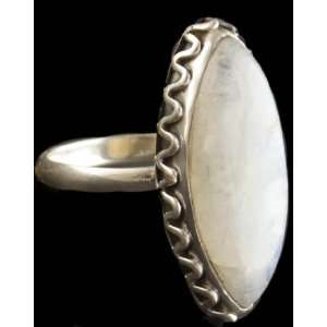  Rainbow Moonstone Marquis Ring   Sterling Silver 