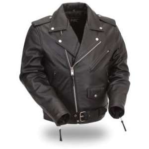   Mens Classic Leather Motorcycle Jacket w/ Zip out Lining Automotive