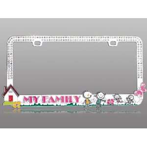   With Dazzling White Crystals License Plate Frame 