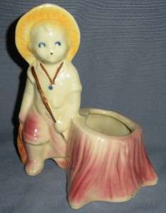 SHAWNEE POTTERY #532 BOY LOW STUMP PLANTER VINTAGE USA  