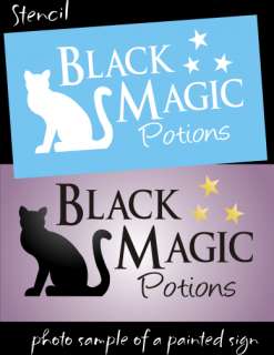 Primitive Cat STENCIL Black Magic Potions Stars Halloween Witch craft 