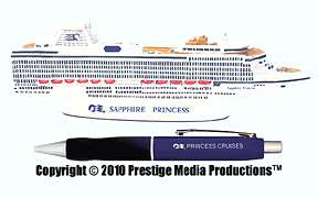 Cast Resin Sapphire Princess Cruise Ship Model with Pen  