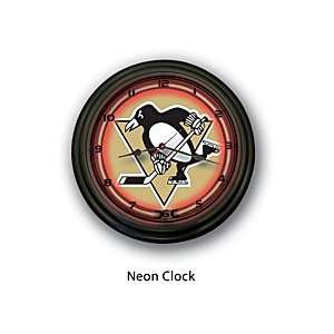  NHL Pittsburgh Penguins 14 Inch Neon Clock Sports 