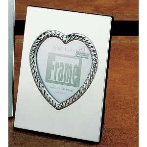  CARLY HEART polished silver engraveable frame   3x4 