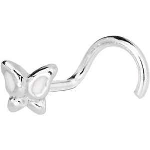  Sterling Silver 3mm Clear Gem Butterfly Nose Ring Jewelry