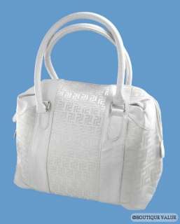 Designer Inspired White Satchel Tote Handbag Purse NEW  