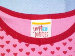 SWEET POTATOES Girls Boutique Valentines Knit Heart Print Dress Sz 4 