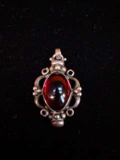 Vintage GEORG JENSEN 830 Silver PENDANT w/RED STONE Jewelry  