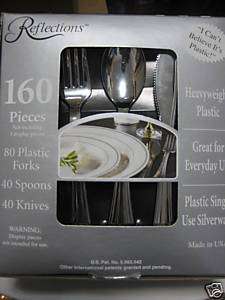 Reflections Plastic Silver Forks Spoons Knives 160pc  
