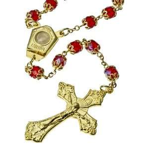  Our Lady of Lourdes Capped Red Rosary with Water from 