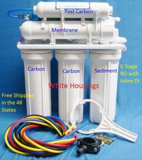 Reverse Osmosis System 6 Stage 80 gpd Membrane RO+DI NO Tank Water 