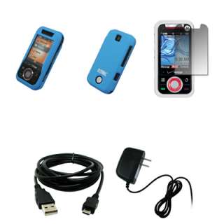 for Motorola Rival A455 Baby Blue Case+LCD+Charger+USB 738435323608 