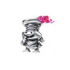  Quiges Beads Charms Silver Plated Chef Cook Charm Bead for Pandora 