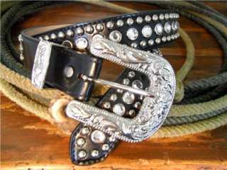 WESTERN COWGIRL STUDDED HAND TOOLED LEATHER BELT/BUCKLE  