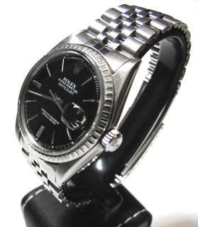 Rolex Oyster Perpetual Datejust 1603, Black Dial, SS Band  