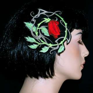 Tattoo Rose Vines Rockabilly Retro Embroidery Headband  