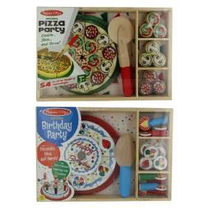    Wooden Pretend Play Pizza & Birthday Party Set Toys & Games