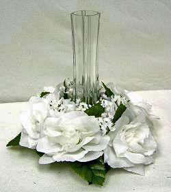 Candle Ring WHITE Wedding Flowers Centerpieces Roses  