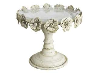 Shabby Chic Vintage French Antique Ivory Roses Cake Stand Iron and 