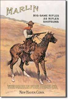 Marlin Fire Arms Cowboy on Horse TIN SIGN Guns Poster  