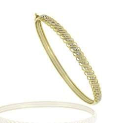 18k Gold over Silver Diamond Accented Bangle Bracelet  