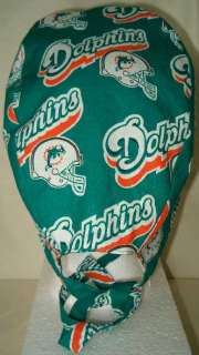 SURGICAL SCRUB HAT CAP MADE W MIAMI DOLPHINS NFL FABRIC  