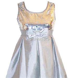 NWT~~BOUTIQUE~~SILVER SEQUINS EASTER DRESS~~GIRLS~~SZ 16  