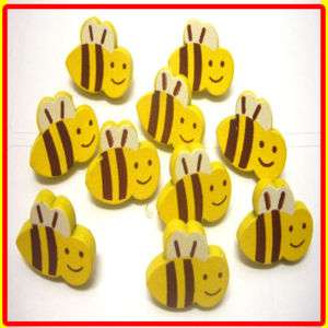 50 Cute Bee Wood Buttons Scrapbooking Sewing Crafts K32  