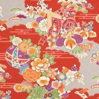 beautiful Japanese Flowers Kokka Canvas Fabric Japan (Sold in 