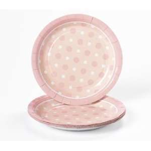  Pink Polka Dot Dessert Plates   Tableware & Party Plates 