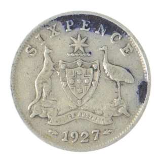 1927   Australia   KGV   Six Pence 6d   Silver Coin   SKU# 400  