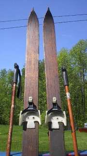 ANTIQUE Wooden Skis 70 Wood Skiis +POLES Ski POINTS  